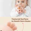 ChooKaChoo 2-in-1 Baby Teething Rattle Toy, Sensory Grasping Teether for Infants 3-12 Months, 100% Food-Grade Silicone, Easy to Hold, Soothing & Developmental, BPA Free, Easter Gifts (Pink)