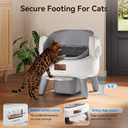 Thereye Automatic Litter Box with Entry Step, Open-Top Self Cleaning Litter Box, App Control & Safety Protections, 10L Waste Bin with Odor Control Smart Cat Litter Box with Trash Bags/Litter Mat