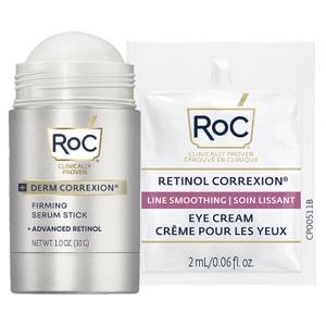 RoC Derm Correxion Retinol Firming Serum Stick with Antioxidants to Visibly Tighten and Firm Wrinkles and Laugh Lines 1.0 oz plus Retinol Eye Cream Packette