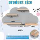 Grey Cloud Tonies Shelf Wall Mounted, Magnetic Floating Shelves with Hook for Toniebox, Tonies Characters & Earphones, Wooden Tonie Storage Shelf for Children Room