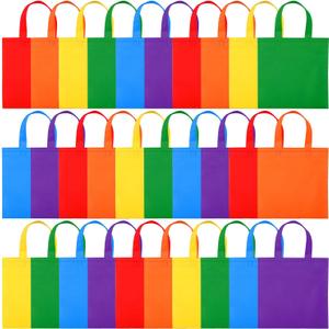 Elcoho 30 Pack Non-woven Tote Bags with Handles 9.89.8 Inch Reusable Goodie Treat Bags Bulk Party Favor Gift Bags for Birthday Wedding Party Supplies
