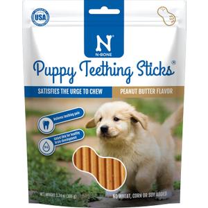 N-Bone Puppy Teething Sticks Peanut Butter Flavor, 3.74-oz Bag (EXP 06/20/27)