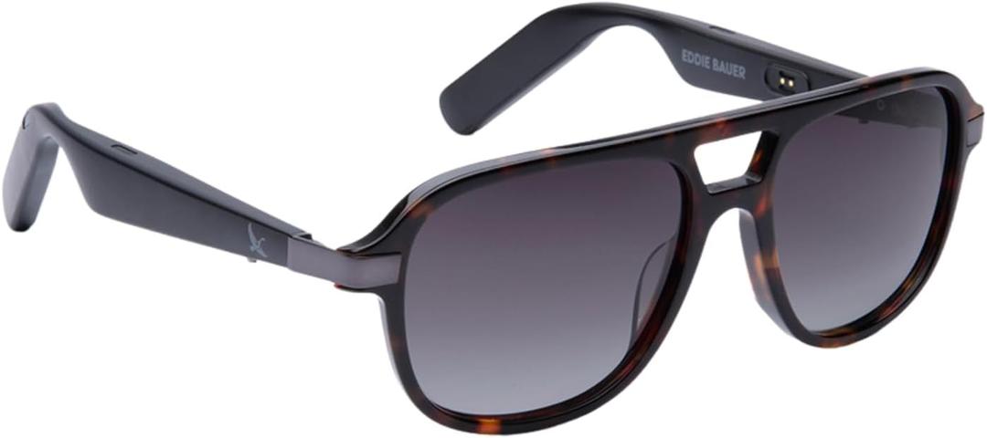 Eddie Bauer Smart Glasses for Men Bluetooth Smart Glasses with UV400 Polarized Lenses, Open Ear Speakers & Microphone, Explorer XXL