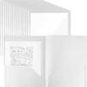 Teling 24 Pcs Plastic Folders with Front Clear Pockets and Business Card Holder 2 Pockets Folders for Letter Size Paper, School Office Financial Statements Supplies Nice Gift for School (White)