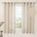 LAMIT Light Filtering 63 inch Length Sheer Curtains, Soft Semi Sheer Linen Textured Bronze Grommet Neutral Boho Drapes for Living Room/Bedroom, 2 Panels Set, 52 x 63 Inch, Linen