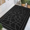 DEXI Front Door Mat Outside Entrance, Heavy Duty Non Slip Low Profile Doormat for Entryway, Trap Dirt and Moisture Welcome Mats, Easy Clean, Patio, Garage, 6x4, Black