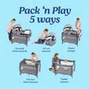 Graco Pack n Play Travel Dome Playard, Portable Bassinet with UV Canopy, FullSize Infant Bassinet, Diaper Changer
