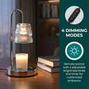 Candle Warmer Lamp with Timer & Dimmable,Candle Lamp Warmer with Ice-cracked Glass Shade,Gifts for Women valentines day, Adjustable Height Wax Warmer Lamp with 2 Bulbs for Jar Candles (Silver)