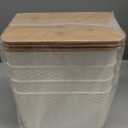 4 Packs Storage Bins with Bamboo Lids - Plastic Storage Containers with Lids Stackable Storage BoxStorages Baskets for Organizing Desktop Closet Playroom Classroom Office,White