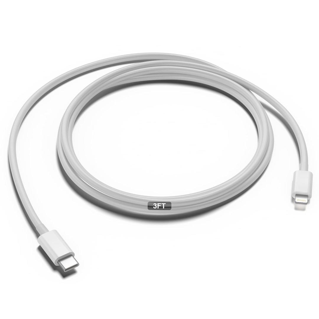 Car Apple Carplay CableUSB C to Lightning Cable 3FT Compatible with 14 13 12 12 Pro Max XR XS X Charger CordCar Charging Cord (White)