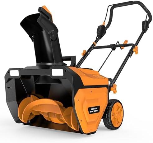 20" Cordless Snow Blower(No Battery), Compatible with Dewalt 20V Max Battery, Brushless Snow Thrower with Directional Plate & LED Lights, Electric Snow Blower Ideal for Walkways and Driveways
