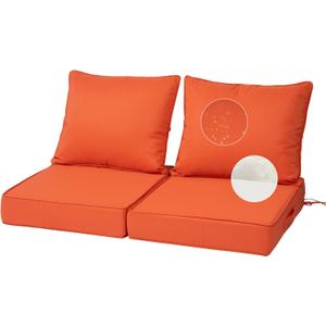 22X24-2set,Outdoor Chair Cushions, 30D High-Density Foam Patio Chair Cushions, Water-Resistant UV 2000H Color Fastness Outdoor Seat Cushions for Patio Furniture Sofa,Orange
