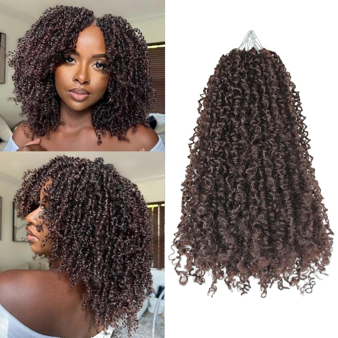Yanky Twist Crochet Hair 12 Inch 9 Packs Pre Looped Mini Twist Yankee Twist Micro Yaki Twist Synthetic Curly Crochet Hair Extensions For Black Women(12inch,#4)