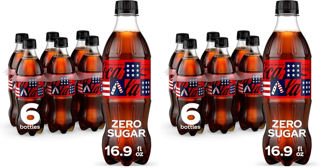 Coca-Cola Soda Soft Drink Bottles, 16.9 fl oz, 6 Pack (EXP 12/31/25)
