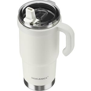 For Iced Coffee & Smoothies Never Drink from a Moldy Lid Again: 24oz Hygienic Tumbler, 100% Leakproof Lid & Removable Foldable Spout. Reinforced Base, Fits Cup Holders-Cream