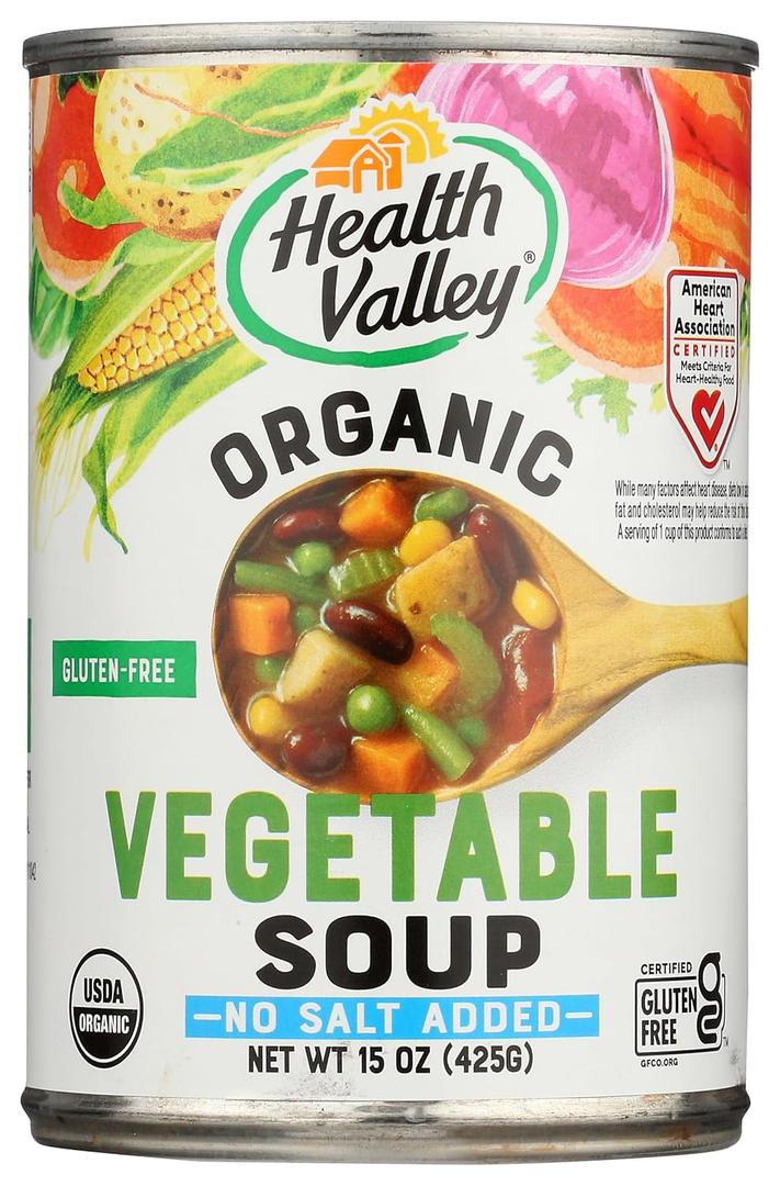 HEALTH VALLEY Organic No Salt Vegetable Soup, 15 OZ (EXP 10/20/26)