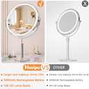 Hasipu 10 LED Makeup Mirror with 7X Magnification - Rechargeable Vanity Mirror, 3 Color Modes, Touch Control, 360 Rotation & Adjustable Height (Antique Silver)