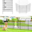 Metal Garden Fence 32 inch H x 28 inch W, 10 Panels (9 Panels + 1Gate), Total 23 ft, No Dig Fence Rustproof Animal Barrier Fencing for Dog, Rabbits, and Patio,Yard (32 H x 28 W (9 Panels + 1 Gate))