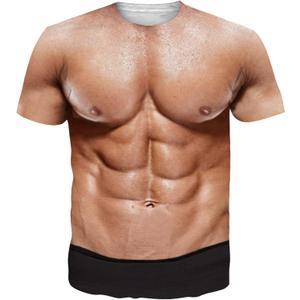 RAISEVERN Unisex Summer T-Shirts Crewneck Cool Short Sleeve Funny Graphic Print Top Casual Tees (XX-Large, Brown Chest 005)