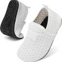 Lefflow Toddler Water Shoes Kids Quick Dry Beach Swim Socks Shoes Baby Non Slip House Slippers (4.5-5.5 Infant, A-white)