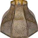 Exquisite Eight-Petal Lotus Metal Cover with Etched Chrysanthemum Pattern in Antique Bronze and Gold Finish for Table Lamp Floor Lamp Fits Living Room Bedroom ALUCSET Metal Lamp Shade