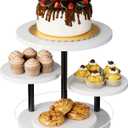 Dessert Stands for 50 Cupcakes 360°Rotating Wood Cupcake Stands Wedding Cake Stand 4 Tiered Cookie Serving Trays for Party Birthday Baby shower Afternoon Tea Dessert Table, White