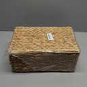LUSYDECO Set of 2 Rectangular Wicker Storage Bins with Lid, Rattan Basket Decorative Boxes, Multipurpose Organizer Display Boxes for Shelf Organizer, Boho Rattan Box for Home Decoration