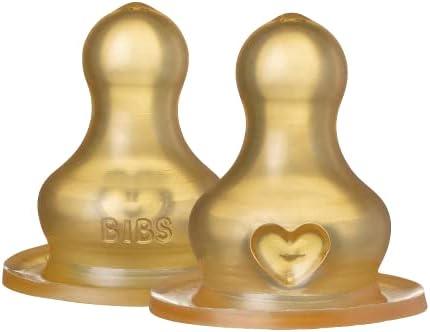 BIBS Bottle Nipple | BPA Free Natural Rubber | Made in Denmark | Slow Flow 2-Pack