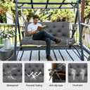 Porch Swing Cushions 60x40 Inch, 5" Extra Thick Waterproof Outdoor Swing Seat Cushion with Backrest & 8 Non-Slip Ties PP Cotton + Memory Foam Fill, Fade-Resistant 3-Seater Replacement for Patio Bench