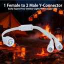 1 to 2 Y-Splitter Fits for Govee Permanent Outdoor Lights IP68 Waterproof 3-Pin Extension Cord (1 Female to 2 Male)