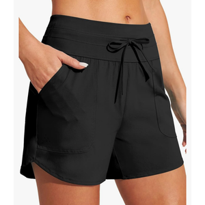 IUGA Womens 5" Swim Board Shorts Stretchy High Waisted Beach Shorts for Women Quick Dry UPF 50+ Swimsuit Bottoms with Liner,L