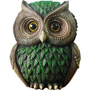 Owl Decorations for Home Small Owl Decor Figurines Shelf Decor Home Office Living Room Decorations Birthday Gifts (Green) (Style2-green)