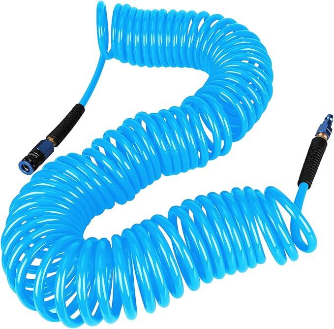 Yereen Heavy Duty Polyurethane Recoil Air Hose 1/4 in x 50 ft, Lightweight Yereen Heavy Duty Polyurethane Recoil Air Hose 1/4 in x 50 ft, Lightweight