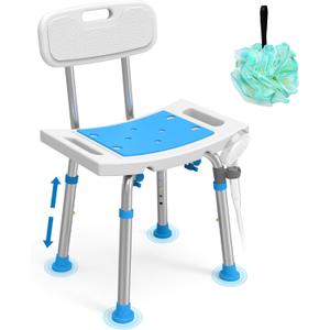 Loyoda Shower Chair for Inside Shower with Removable Back, Adjustable Height, Eligible Bathroom Stool Supprts up to 400lbs