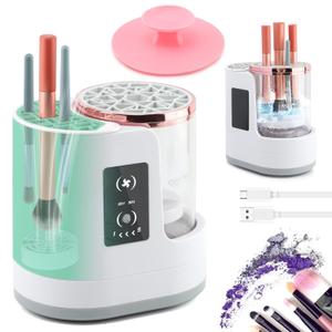 Electric Makeup Brush Cleaner Machine, 3 in 1 Automatic Makeup Brush Cleaner with Brushes Dryer for Most Size Beauty Brushes Set(White,Size:6.8inch)