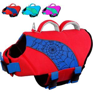 Fragralley Dog Life Jacket with High Buoyancy, Reflective Strips, Rescue Handle, Adjustable Fit, Quick Release Buckles, Tear-Resistant Nylon, Swim Life Vest for Small Medium Large Dogs (RED(Spider Web)) Fragralley Dog Life Jacket with High Buoyancy, Reflective Strips, Rescue Handle, Adjustable Fit, Quick Release Buckles, Tear-Resistant Nylon, Swim Life Vest for Small Medium Large Dogs (RED(Spider Web))