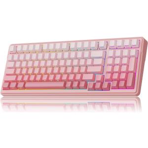 MechLands Aula F99 96% Wireless Gaming Keyboard, 8000mAh Battery | Creamy Gasket Mechanical Keyboard, BT/2.4GHz/USB-C, Hot-Swappable, Linear Switch, Programmable RGB, Win/Mac (Pink Gradient)