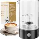 Cold Foam Maker Frother Blender for Coffee - Handheld-Free - One-Button Battery Powered - Frother for Cold Foam - Ideal Gift (Deep Black)