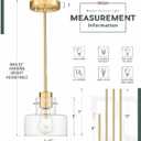 2 Pack Pendant Lights Kitchen Island, Brushed Gold Pendant Light Fixtures Over Island with Clear Glass Shade, 6" Modern Brass Kitchen Island Lighting for Dining Room Entryway, PL124-BG-G-2PK