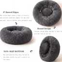 Small Calming Dogs Bed for Small Dogs Anti-Anxiety Machine Washable Fluffy Luxury Anti-Slip Waterproof Mute Base Warming Cozy Soft Pet Puppy Round Bed