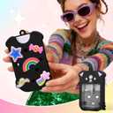Juome Silicone Case for Touchland Hand Sanitizer Spray with Keychain & Charms, Dog Protective Holder Compatible with Touchland Power Mist & Glow Mist 1 FL Oz/30ML, Travel Cover Sleeve Accessory- Black