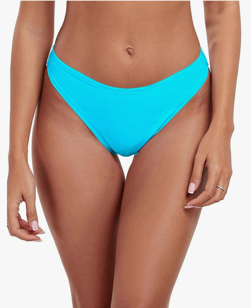 RELLECIGA Women's Mid Waisted High Cut Bikini Bottoms Size S