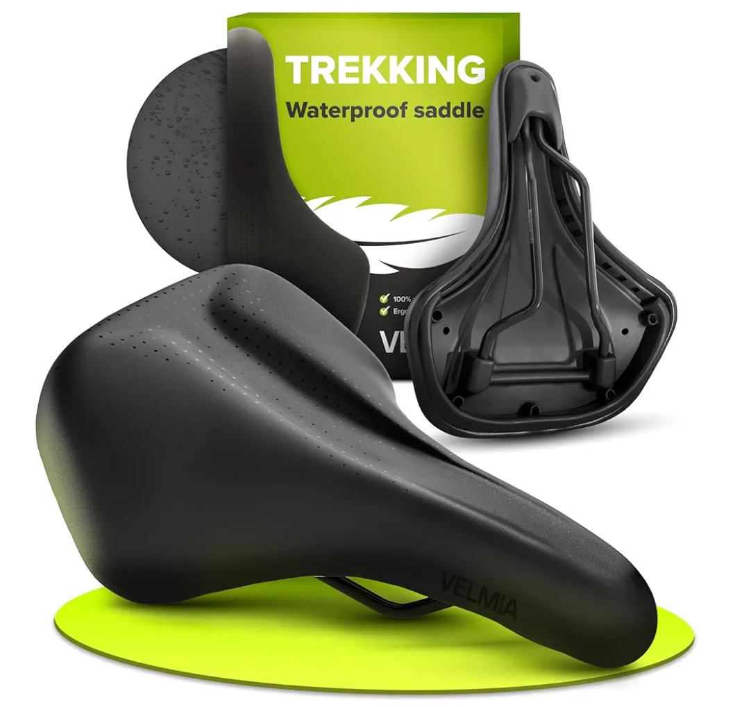 VELMIA Bike Seat 100% Waterproof I Bicycle Seat with Ergonomic Design - Bike Seats for Men and Women - Perfect for Trek Bikes & Peloton I Mountain Bike seat, Bike Saddle
