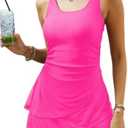 VIMPUNEC Women One Piece Swim Dress Swimsuit Tummy Control Modest Swim Skirt Bathing Suit L