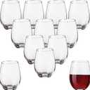 Kitchen Lux Stemless Wine Glasses Set of 12, 18oz Stemless Wine Glass & Cocktail Tumbler Set – Premium Glass Drinking Cups in Bulk– Deluxe Gift Pack Short Drinking Glasses, Dishwasher Safe