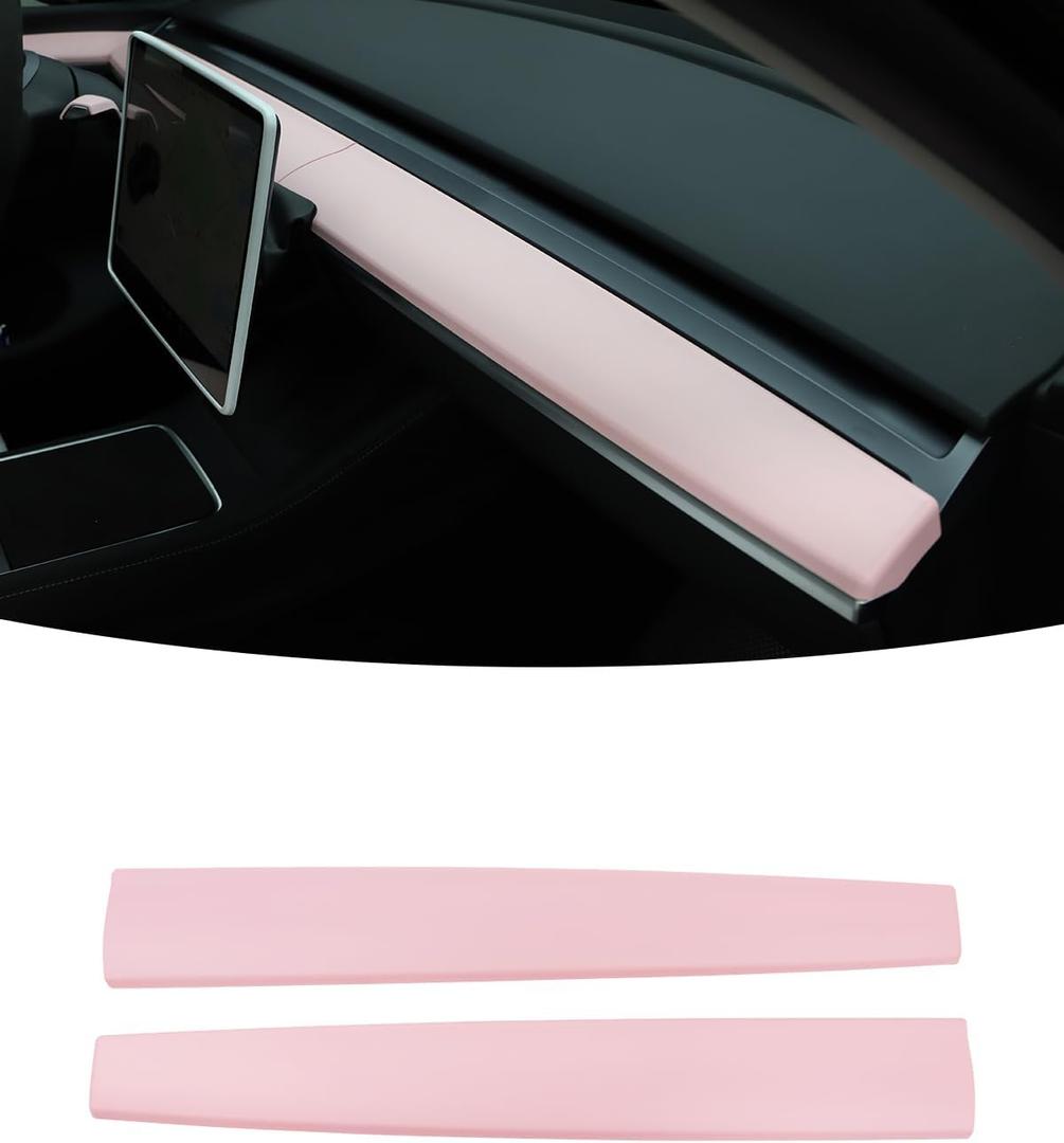 KKTR-CAR Dashboard Cover Wrap,Inter Dashboard Cover Compatible with Tesla Model 3 2017-2023 Model y 2019-2025(2 pcs) (Pink)