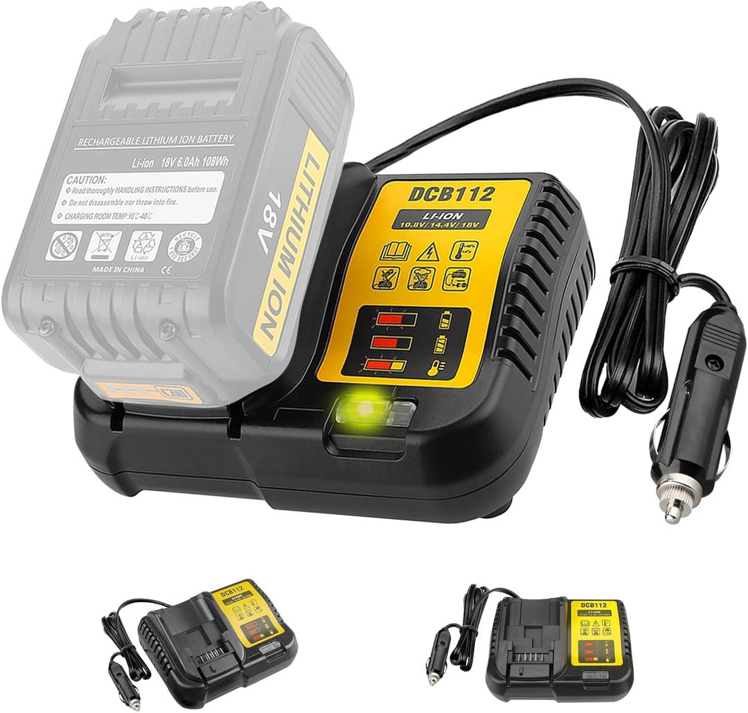 DCB201 Car Charger Compatible with Dewalt 12V Battery, Replacement for Dewalt 20V Battery Charger for DCB119 DCB202 DCB203 DCB204 DCB206 DCB606 DCB609