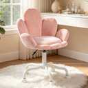 Petal Vanity Chair with Wheels, 4" Extra Thick Comfy Makeup Chair, Adjustable Swivel Armless Desk Chair for Girls Women, Aesthetic Small Office Chair for Bedroom Dorm,Pink