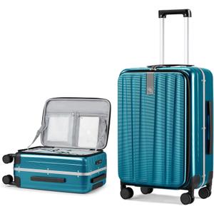 Hanke 26 Inch Large Luggage Hard Shell Top Opening Aluminum Frame Hardside Suitcase with Spinner Wheels, Checked Luggage for Men & Women Travel, Caribbean Blue