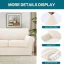 Turquoize 3 Piece Sofa Covers for 2 Cushion Couch Sofa Slipcover Soft Couch Cover for Dogs-Washable Sofa Furniture Cover with 2 Individual Cushion Covers, Thick Jacquard Fabric (Loveseat, Cream)